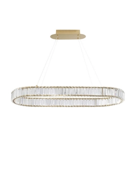 Owalna lampa wisząca Bauta crystal LED 48W glamour złota