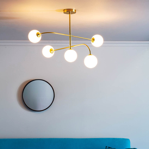 Wielopunktowa lampa sufitowa Otto 75939 kulista mosiądz przezroczysty