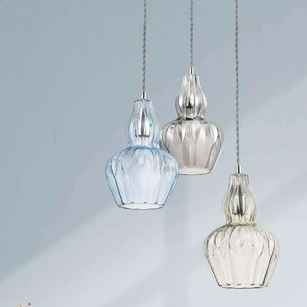 Pojedyncza lampa wisząca Eustoma MOD238-PL-01-BL szkło niebieska