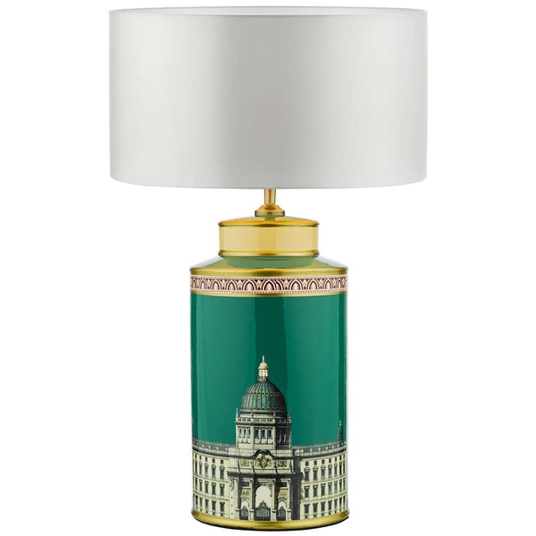 Lampa stołowa Prospect PRO4224+HIL1615 Dar Lighting ceramiczna print zielona biała