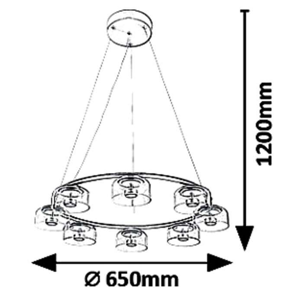 LAMPA wisząca LORELL 5390 Rabalux okrągła OPRAWA metalowa ZWIS pierścień LED 40W 3000K ring złoty przezroczysty