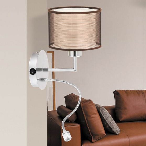 Kinkiet LAMPA ścienna ANASTASIA 2629 Rabalux abażurowa OPRAWA z peszlem LED 1W 4000K do czytania chrom brązowa