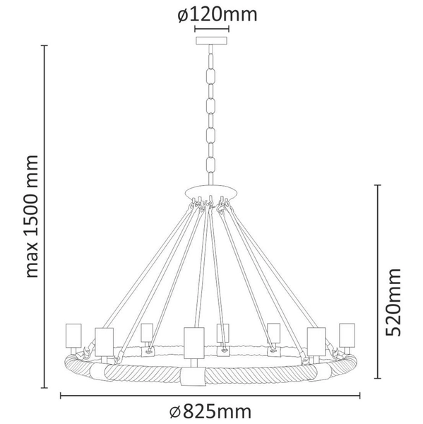 Marynistyczna LAMPA wisząca ROPE ARTHUR 307927 Il mio rustykalna OPRAWA świecznikowa ŻYRANDOL pierścień sznur beżowy findlay