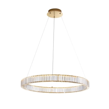 Ring lampa wisząca Bauta crystal LED 47W 3500K nad stół złota