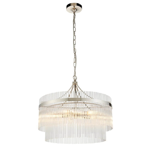 Wisząca lampa szklana na łańcuchu szklana chrom Marietta OUTLET