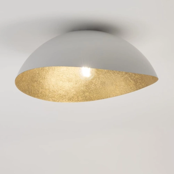 Kopułowy plafon do salonu SOLARIS 40612 Sigma żywicowy biały złoty