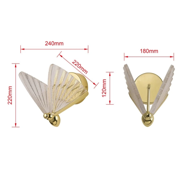 Lampa ścienna motyl Mariposa LP-1715/1W Light Prestige LED 8W 3000-6000K złota