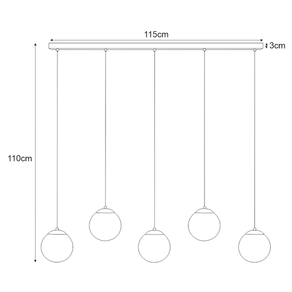 Kule wiszące na listwie CAMINA K-4747 nowoczesna lampa czarna