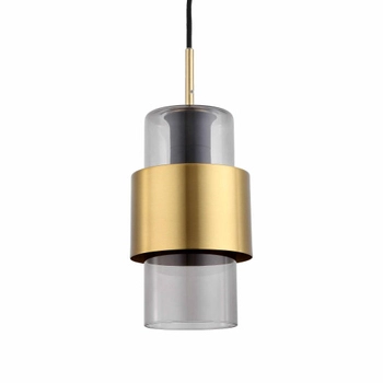 Złota lampa wisząca Miele LP-866/1P L SM/GD Light Prestige z przydymionym kloszem