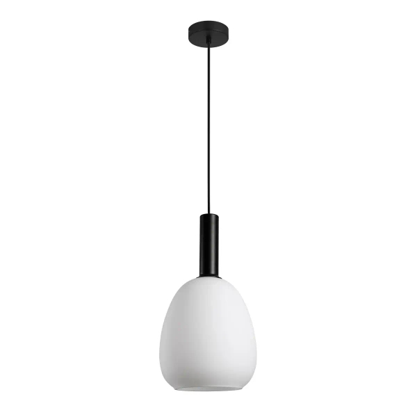Owalna lampa wisząca Gater PND-23541-1-BK-OP szklana nad wyspę biały czarny