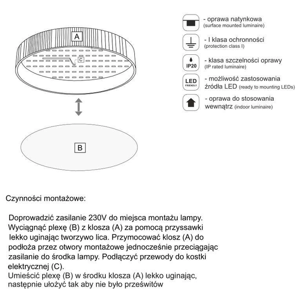 Plafon LAMPA sufitowa BUNGO 7139 Shilo okrągła OPRAWA metalowa biała