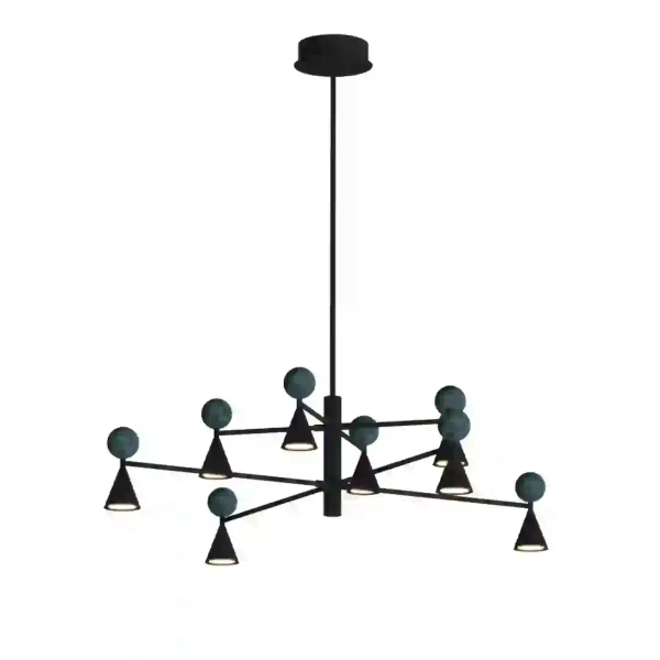 Żyrandol stożkowy BINGO czarny P0684 1xLED 57W 3000K trawertyn kule