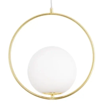 Kulista lampa wisząca COSTA DP0001A-350R ball szklana biała złota