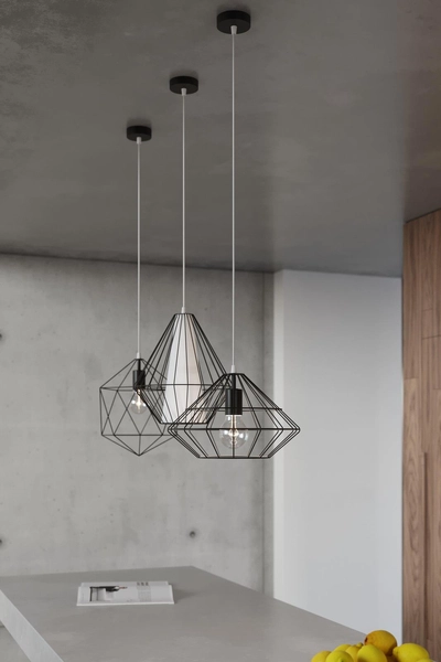 Druciana LAMPA wisząca SL.0294 industrialna OPRAWA zwis druciak metalowy czarny