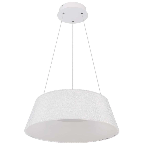 LAMPA wisząca CROTONE 48801CH-45 Globo plisowana OPRAWA zwis LED 45W 3000K - 6000K kryształki biały przezroczysty