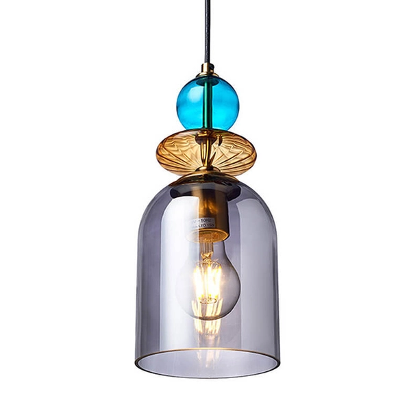 Lampa wisząca do salonu Tropea LP-2004/1P M SM szklana niebieska