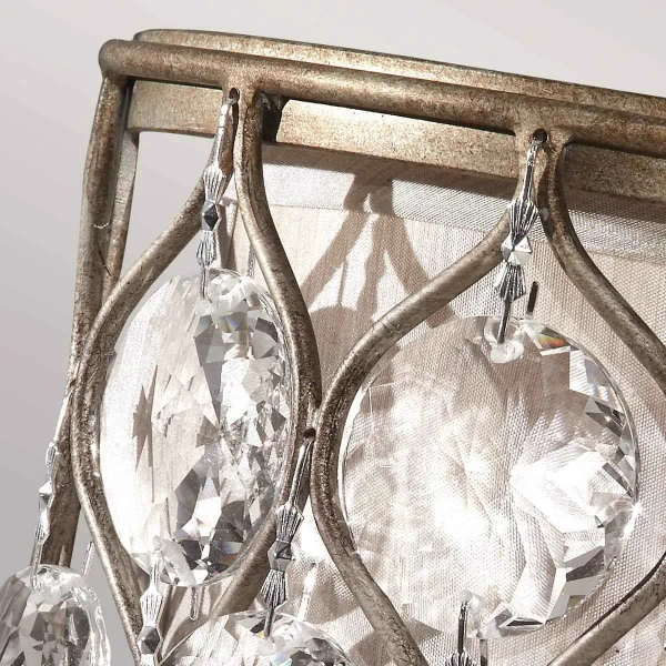 Antyczna LAMPA kinkiet Lucia FE-LUCIA1 Elstead FEISS okrągła OPRAWA metalowa ścienna glamour srebrna