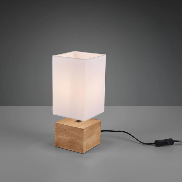 Nocna lampka Woody R50171030 RL Light kostka eko japandi drewniana biała
