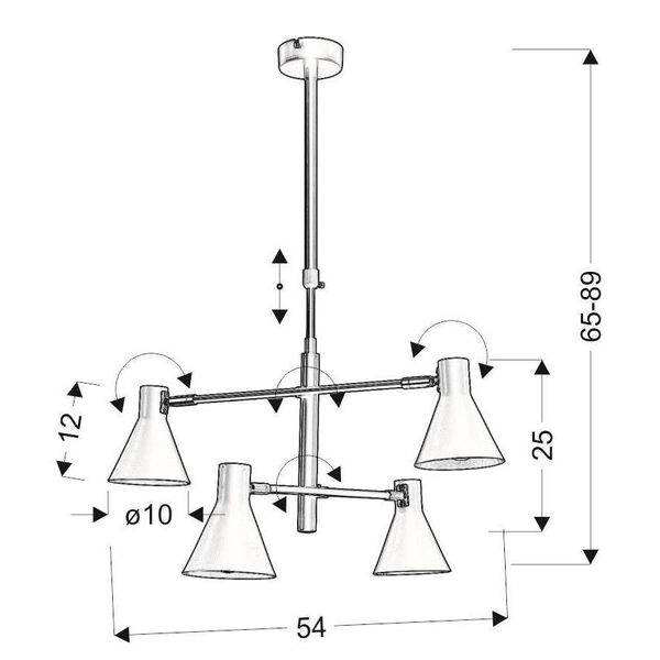 Lampa sufitowa LESS 34-72689 industrialna sticks regulowana czarna