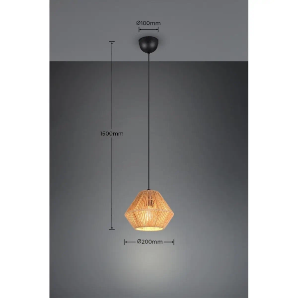Lampa wisząca ekologiczna LUCILLE R36111026 do salonu czarny brązowy