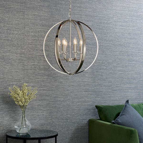 Wisząca lampa retro Ritz 81508 kulista świecznikowa srebrny