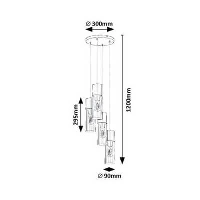 Kaskadowa lampa wisząca RONNO 72054 do sypialni loft przydymiona czarna