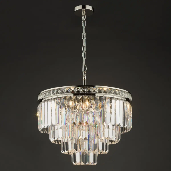 Glamour wisząca lampa Vyana VYA0432 kryształowa do salonu nikiel