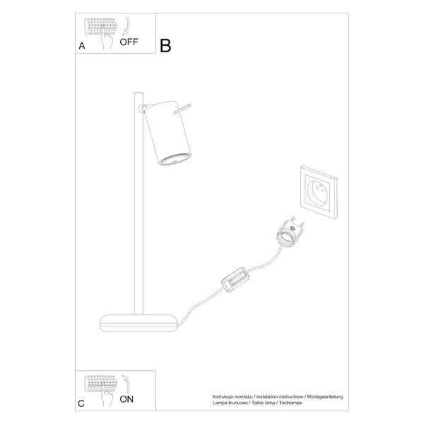 Biurkowa lampa stojąca SL.1090 regulowana do gabinetu biała