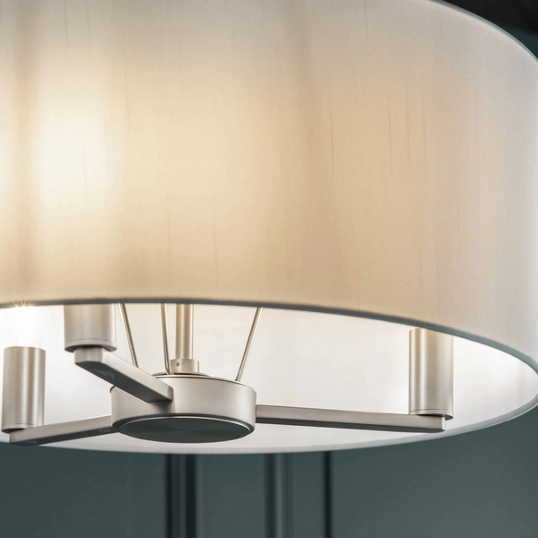 Materiałowa lampa wisząca Daley 60241 Endon abażur metal srebrny biały