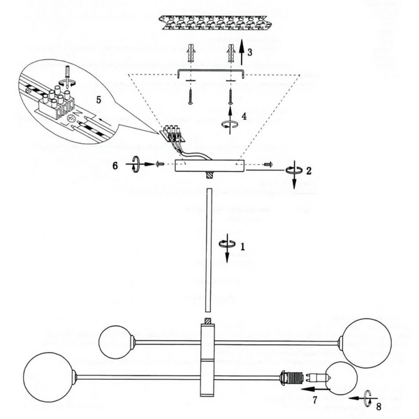 Lampa sufitowa DORADO LP-002/4P BK Light Prestige loftowa oprawa metalowa molekuły szklane kule czarne białe