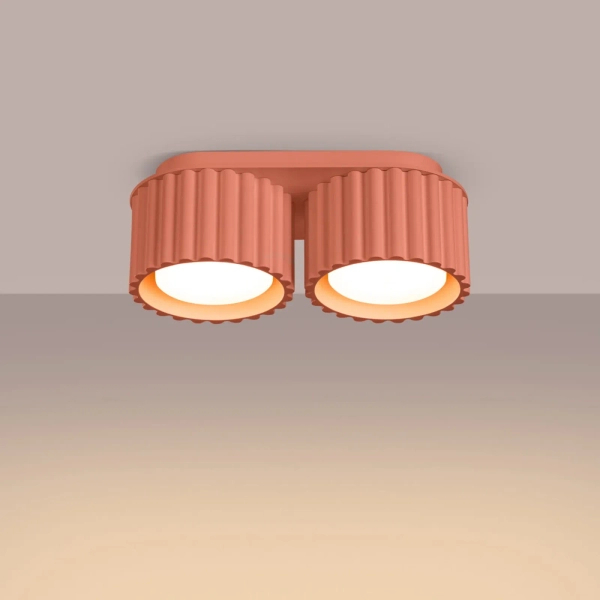 Podwójna lampa sufitowa AURA SL.1828 ryflowana beżowa 2xGx53