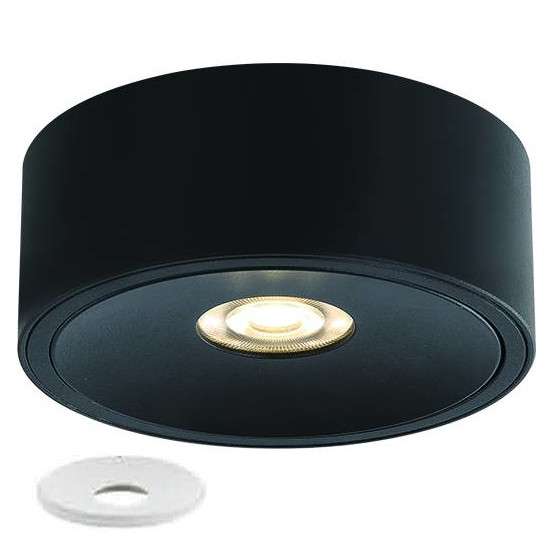 Wpuszczana LAMPA sufitowa Neo Slim Nero KG + Ufo Cromo Orlicki Design podtynkowa OPRAWA metalowa okrągła czarna chrom
