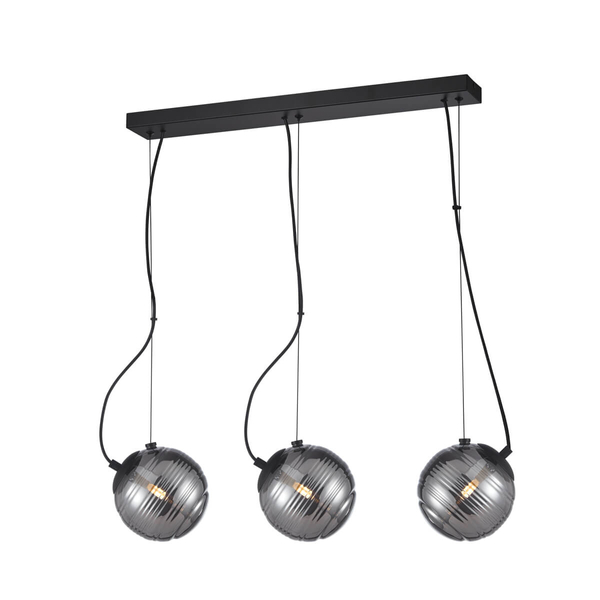 Szklana lampa wisząca Perona PND-92389-3L-BK Italux czarny grafitowy
