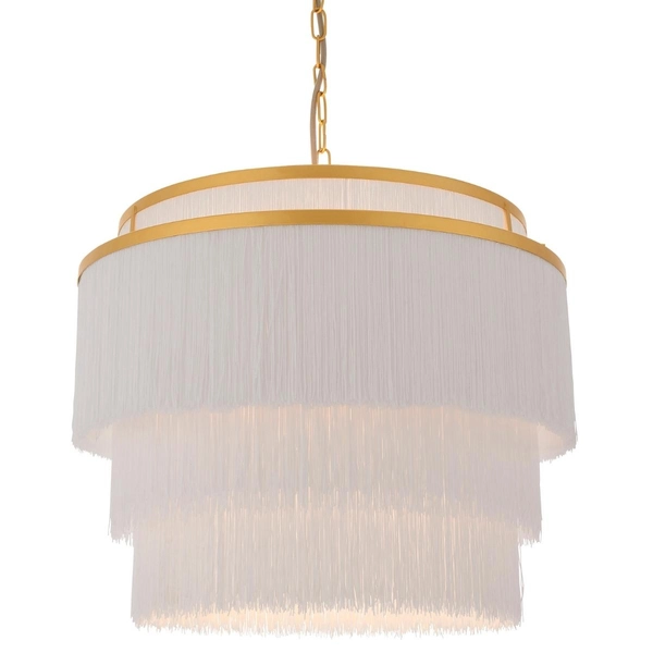 Lampa wisząca glamour L&-191532 Light& frędzle białe złota