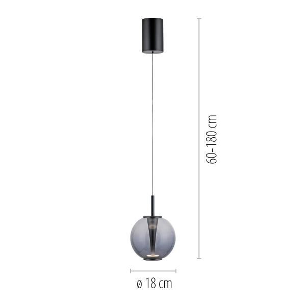 Regulowana lampa wisząca PURE INFINITY czarna szara 2220-15 1xLED 10W 2200-5000K CCT