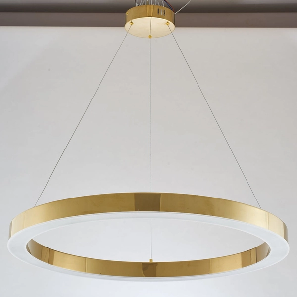 LAMPA wisząca SLIM/000082/3000/G MDECO okrągła OPRAWA ring ZWIS LED 46W 3000K metalowy złoty