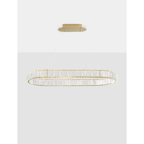 Owalna lampa wisząca Bauta crystal LED 48W 3500K glamour złota