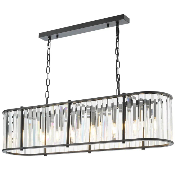 Owalna wisząca lampa Kiran KIR3422 nad stół kryształowy czarny
