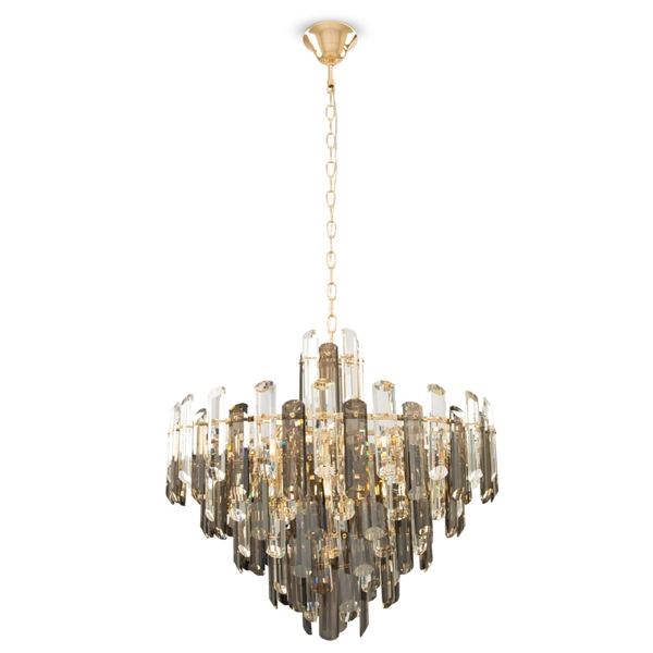 Kryształowy żyrandol wiszący Flare DIA200PL-08G na łańcuchu złoty