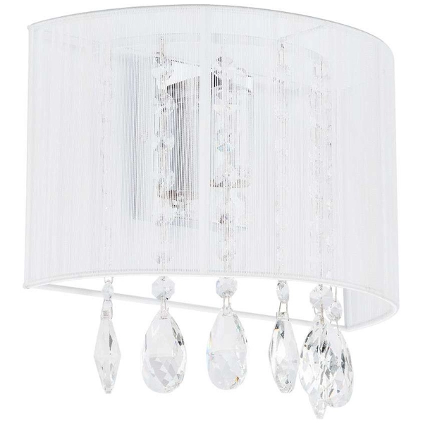 Kinkiet LAMPA ścienna ESSENCE A.9262/1 WH Italux abażurowa OPRAWA glamour z kryształkami crystals biała