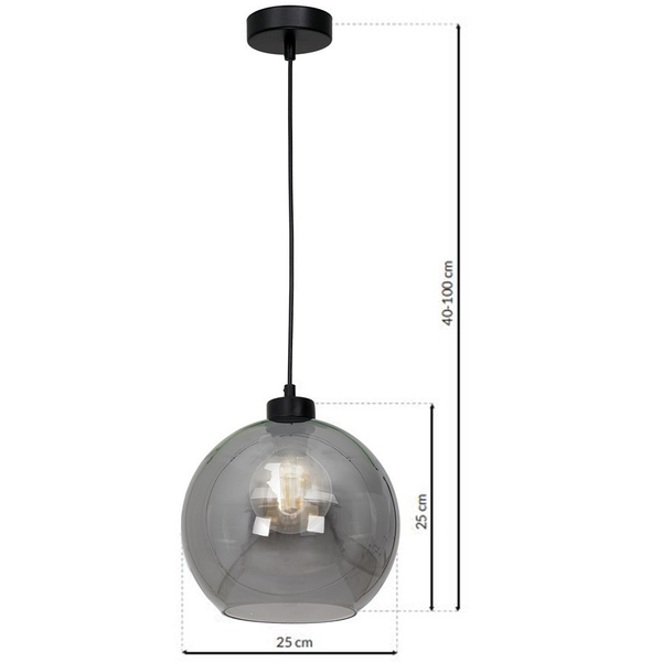 Skandynawska LAMPA wisząca SOFIA MLP6577 Milagro loftowa OPRAWA szklana kula zwis czarny przydymiony