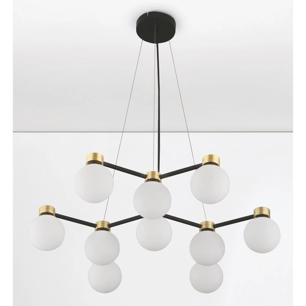 Kulista lampa wisząca do salonu CAMINOS LE44543 złoty czarny biały