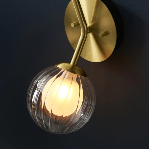 Lampa ścienna hampton L&-196691 Light& szklane kule plisowane mosiądz