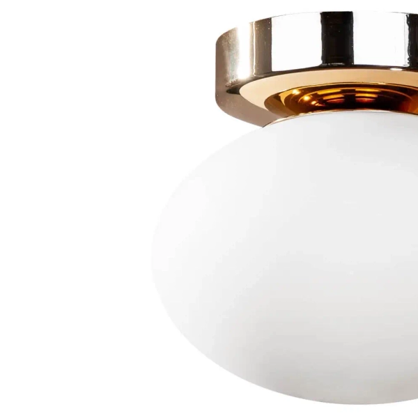 Owalny plafon do przedpokoju Omi 1189 Zumaline szklany biały złoty