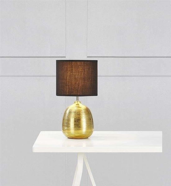 Ceramiczna LAMPA stołowa OSCAR 107068 Markslojd abażurowa LAMPKA stojąca złota czarna