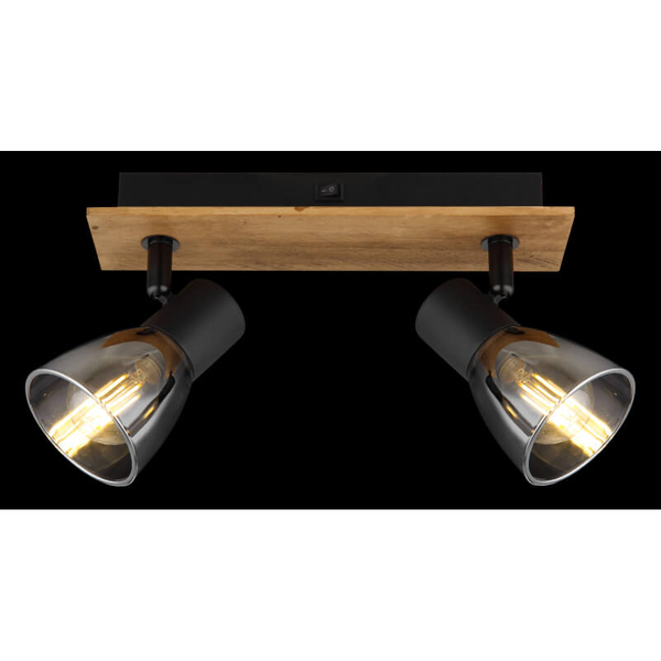 Lampa sufitowa Claude 54307-2W z regulacją drewno przydymiona