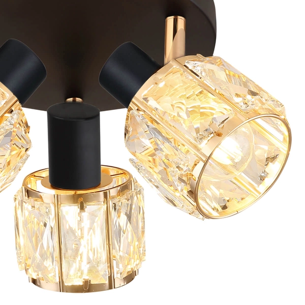Plafon kryształowy Dubai 98-30214 do sypialni bursztynowy czarny złoty