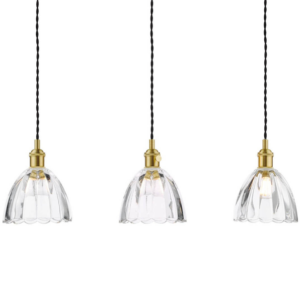 Szklana lampa wisząca Hadano HAD3640-11 do salonu mosiądz przezroczysty