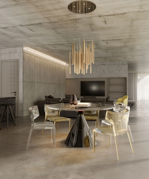 Wisząca lampa jadalniana Organic kaskada LED 45W 3000K tuby złote