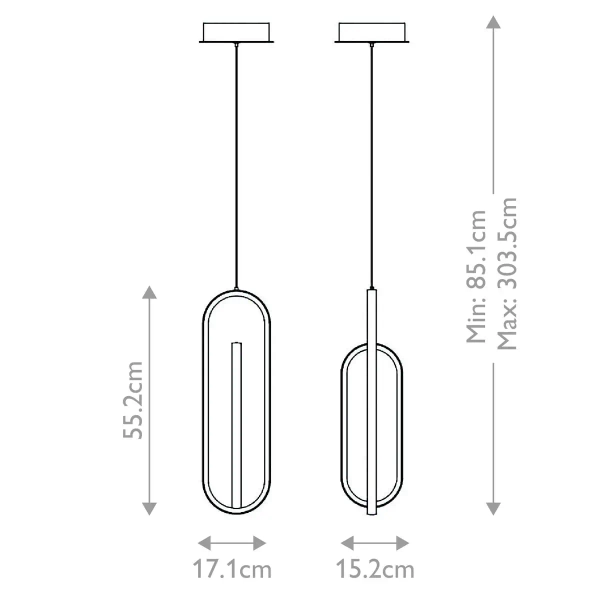 Owalna lampa wisząca Demark QN-DEMARK-1P-BG LED 28W 3000K do salonu złoty